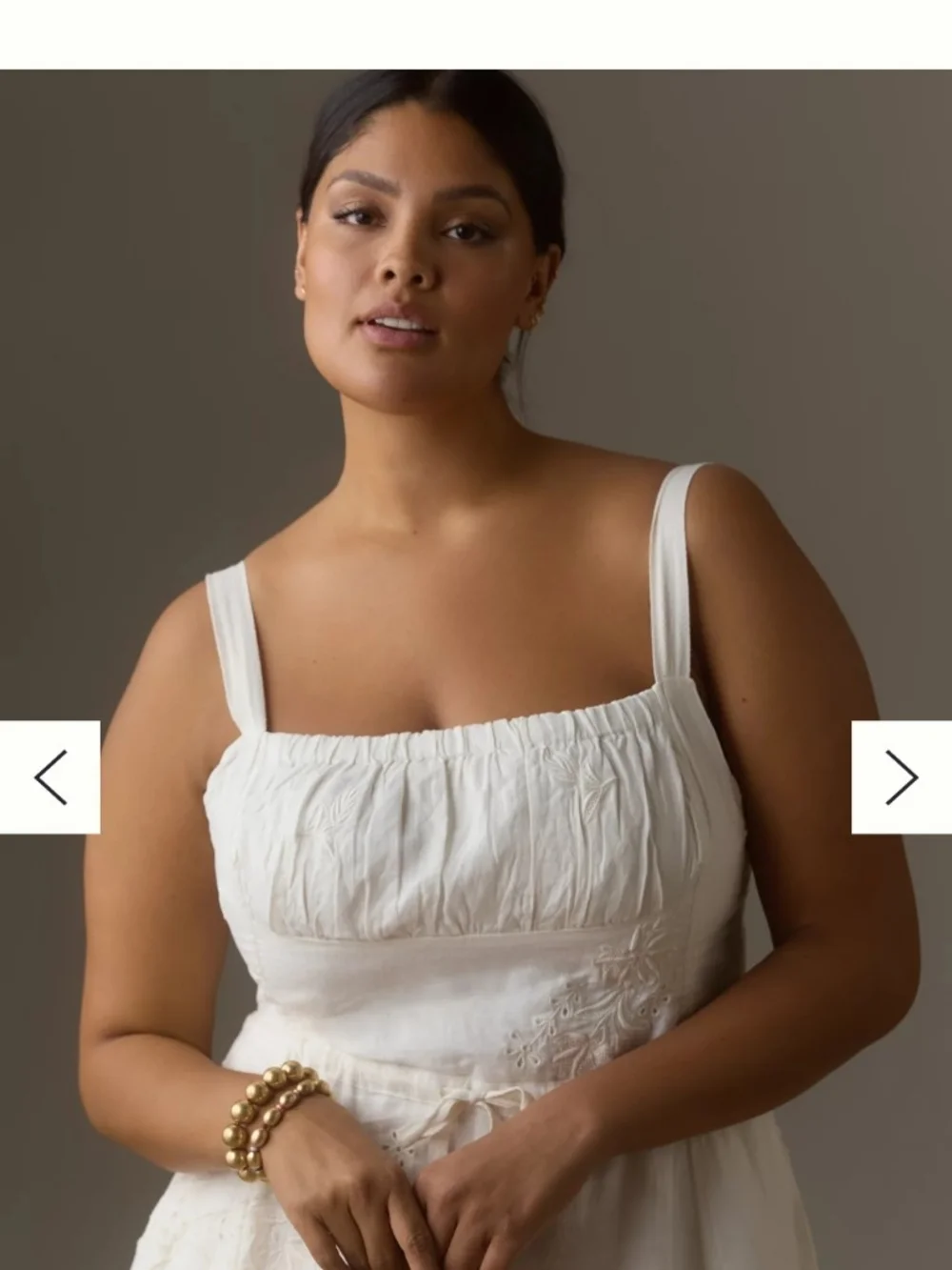 Anthropologie White Linen Square-Neck Midii Dress - Picture 6 of 10